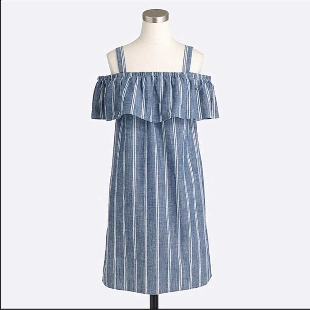 J. Crew striped chambray ruffle dress
